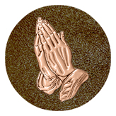DAROUND 516 BZ SH BR Bronze Praying Hands Shimmer Brown Background